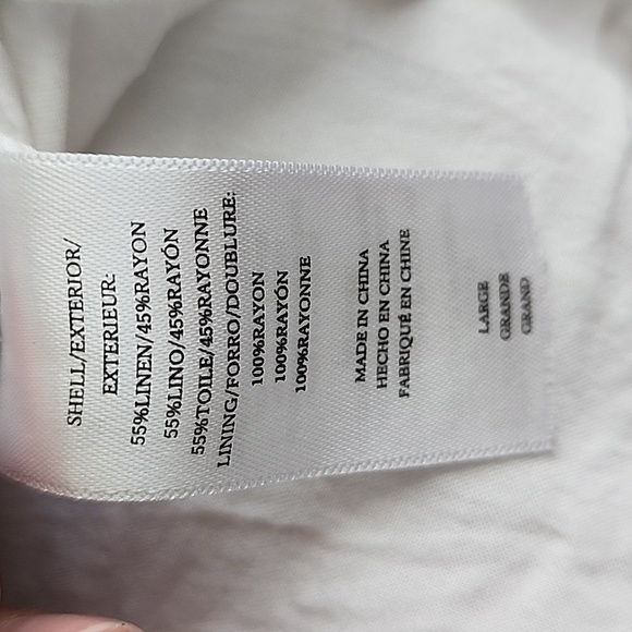 Rails Jasmine Smocked Waist Long Sleeve Linen Blend White Dress Size Large - Picture 16 of 16